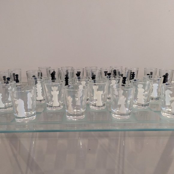 Vintage Glass Cups Chess Board - Picture 1 of 5